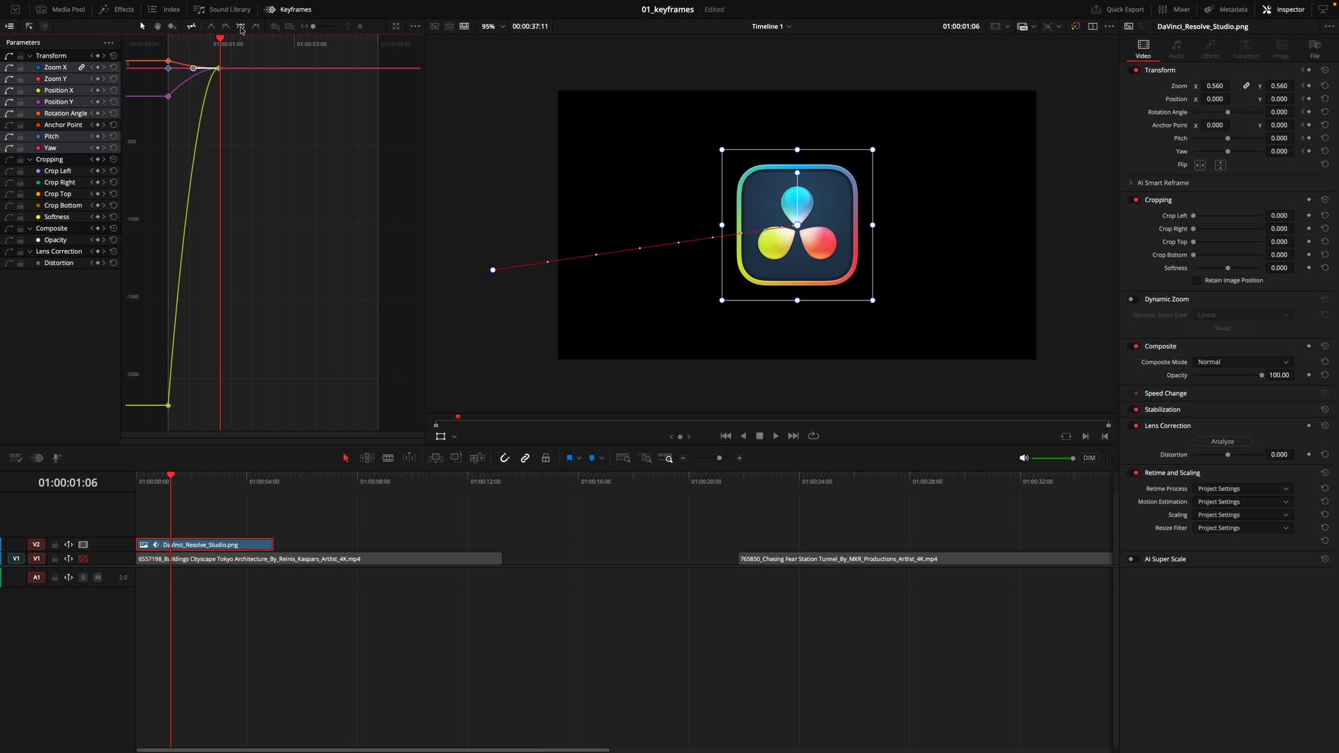 DaVinci Resolve Keyframes